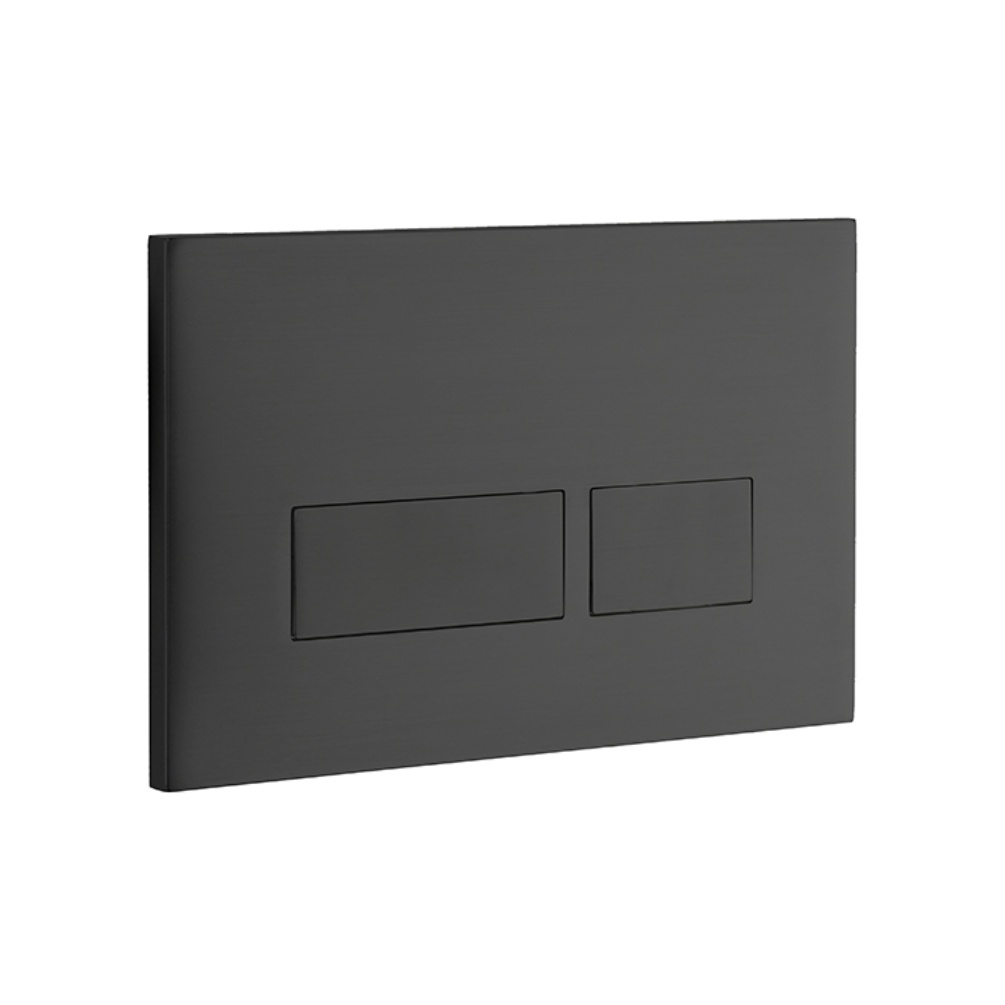 Product Cut out image of the Zero 3 Black Square Dual Flush Plate SAN1024